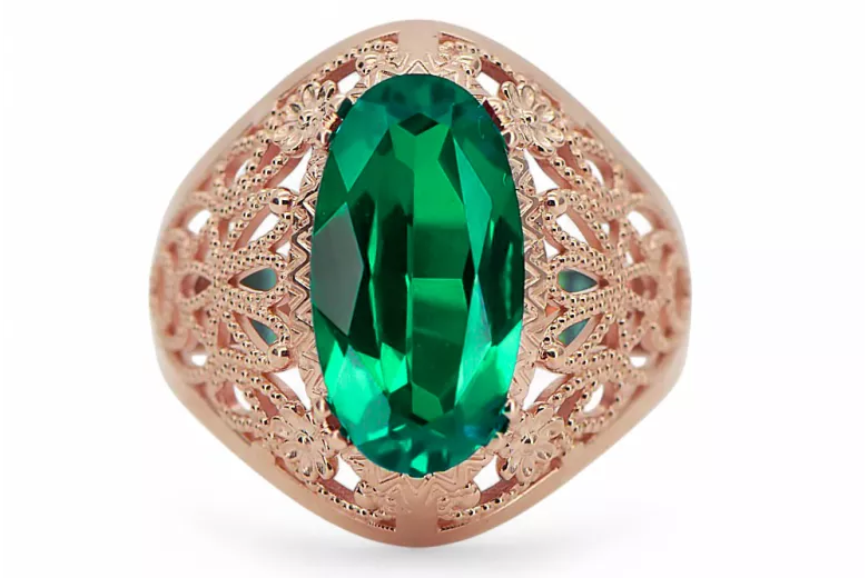 Ring Vintage Jewlery Emerald Original Vintage 14K Rose Gold vrc074r